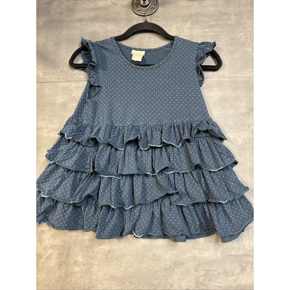 Matilda Jane blue polka-dot tiered ruffle top Short Ruffled Sleeves 14